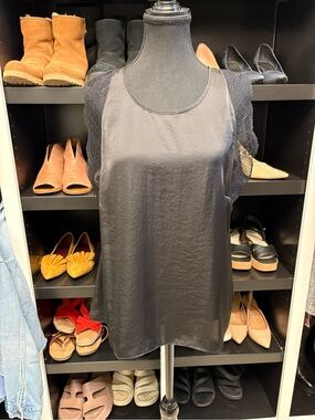 CAbi Black Lace-Sleeve Tank Top